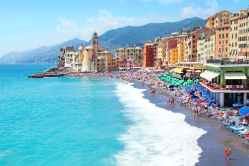 Bild på Italy Camogli Liguria beach landscape mediterranean sea