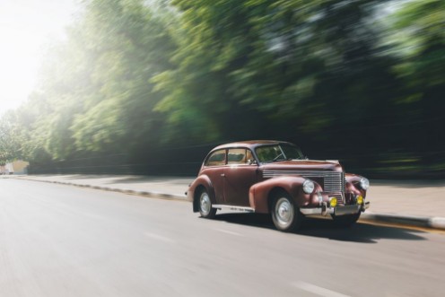 Picture of Retro car speed ride on road