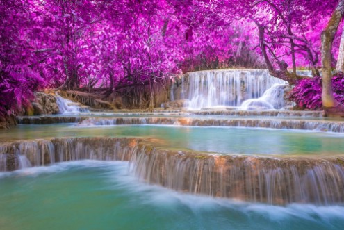 Image de Waterfall in rain forest Tat Kuang Si Waterfalls at Luang praba