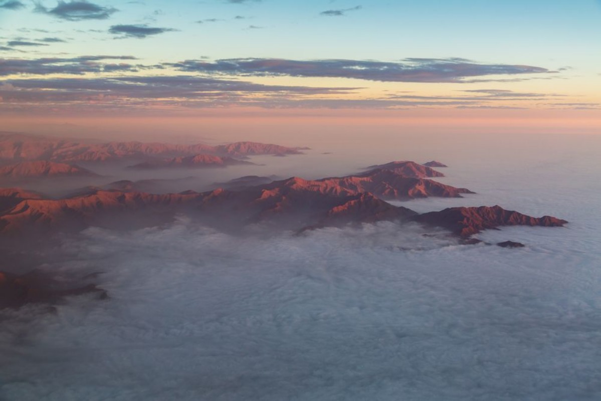 Picture of The Andes mountains rising out of a stratus cloudlayer