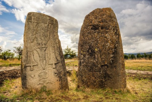 Afbeeldingen van Megalithic Tiya stone pillars Addis Ababa Ethiopia