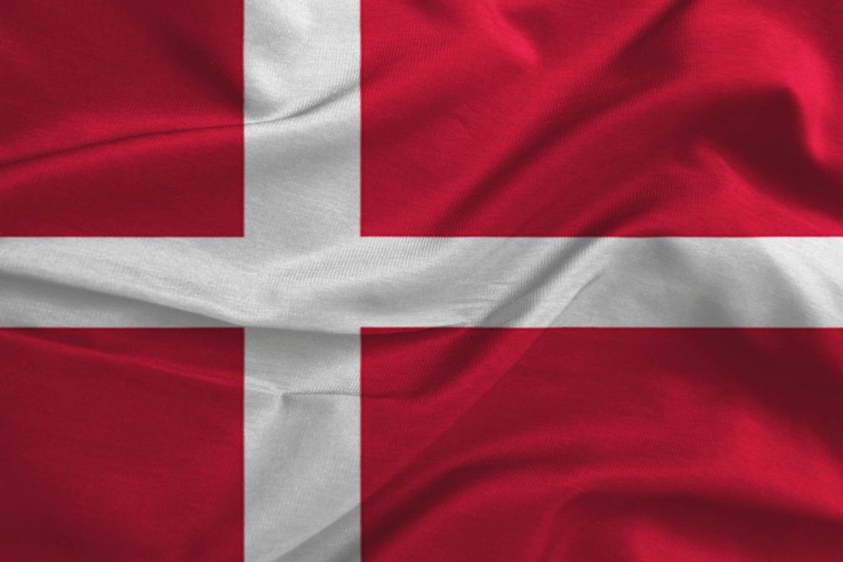 Picture of Waving flag of Denmark Flag has real fabric texture