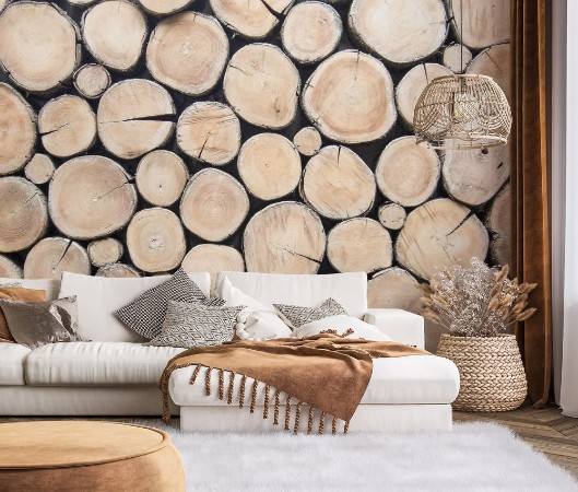 Afbeeldingen van Wallpaper wood log