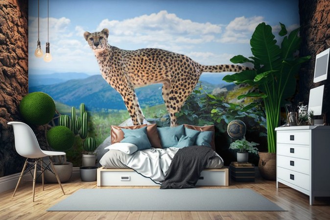 Bild på Cheetah standing on stone