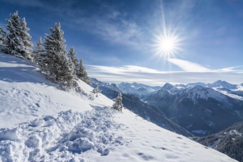 Afbeeldingen van Soleil sur les pistes de ski