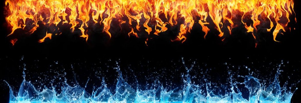 Image de Fire and water on black - opposite energy