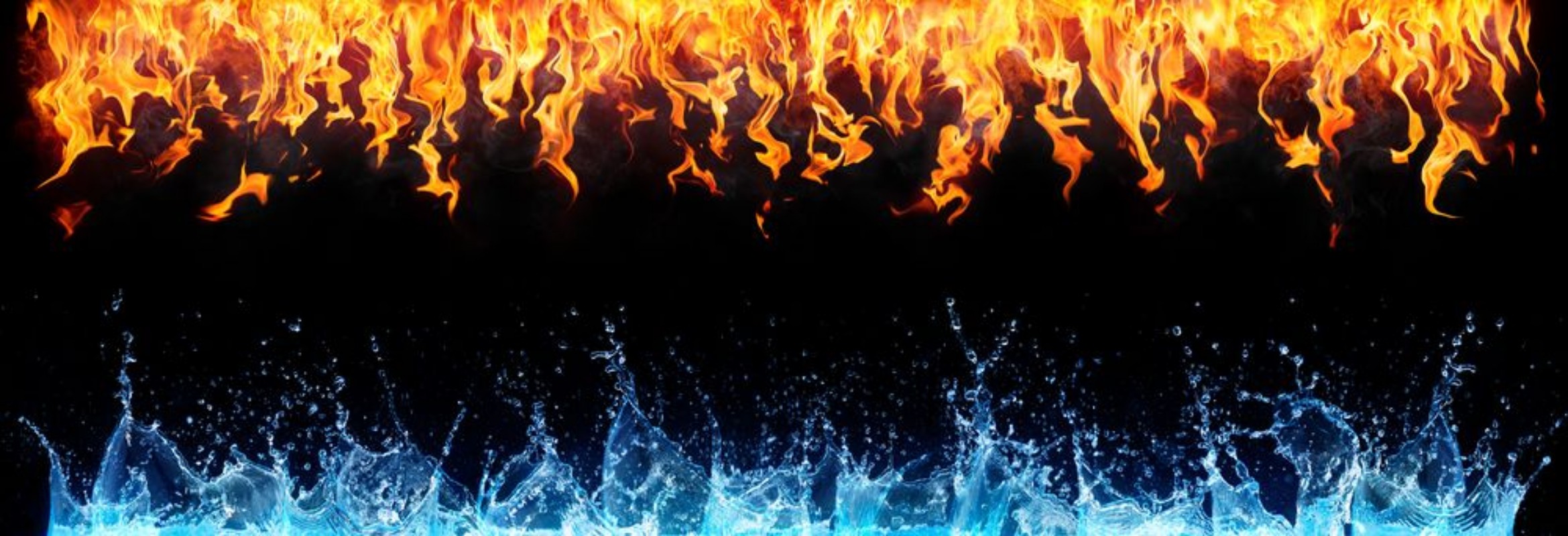 Picture of Fire and water on black - opposite energy