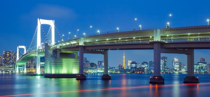 Afbeeldingen van View of Tokyo bay with Tokyo tower and Tokyo rainbow bridge