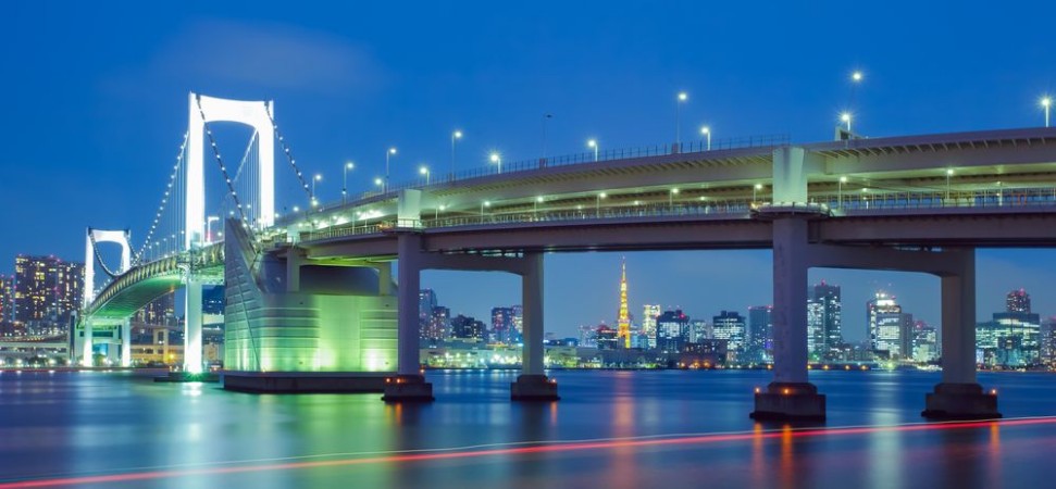 Picture of View of Tokyo bay with Tokyo tower and Tokyo rainbow bridge
