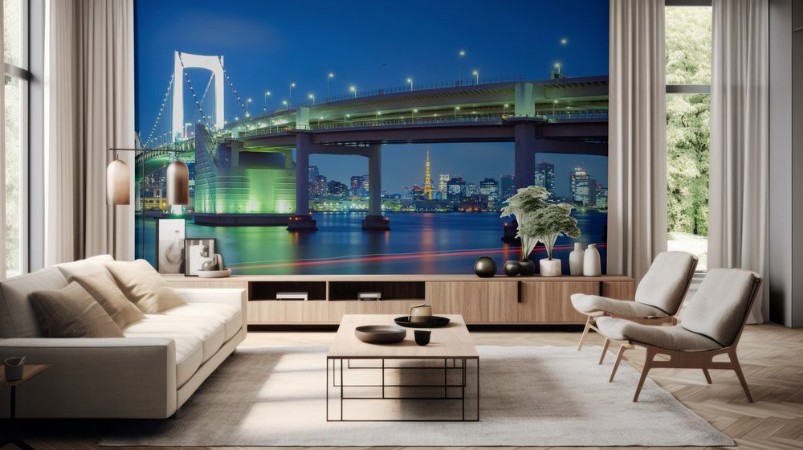 Image de View of Tokyo bay with Tokyo tower and Tokyo rainbow bridge