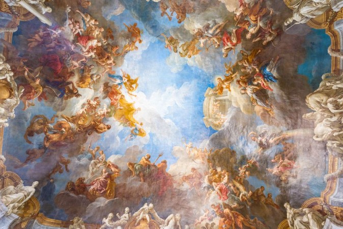 Afbeeldingen van Ceiling painting of Palace Versailles near Paris France