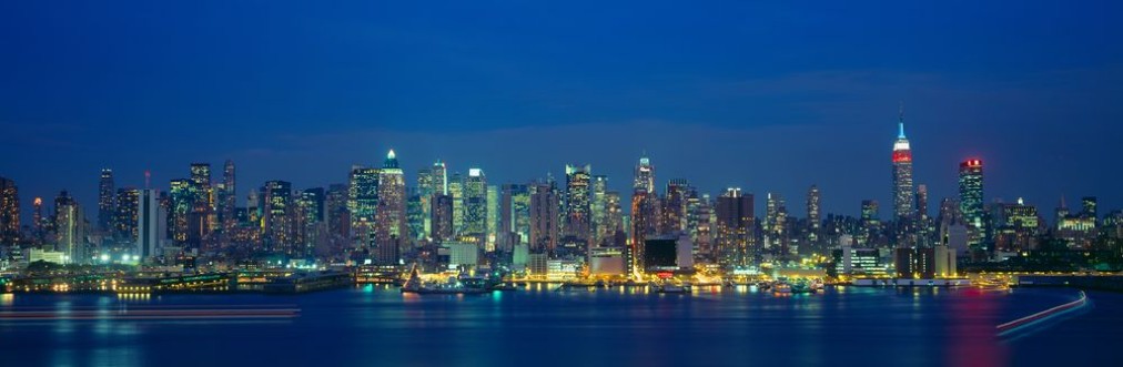 Afbeeldingen van Manhattan Skyline From Weehawken NJ Night New York