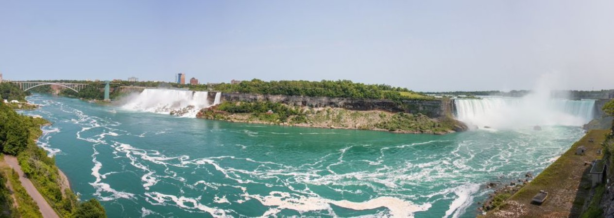 Picture of American and Canadian Niagara Falls and Bridal Veil Falls form Ontario Canada