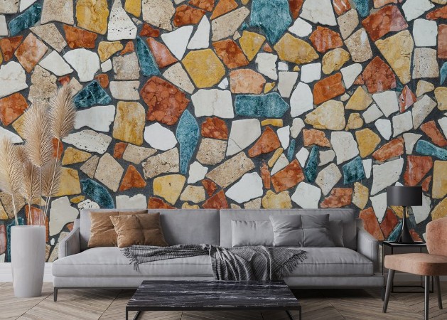 Picture of Colorful stone mosaic background photo texture