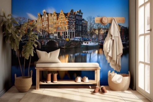 Afbeeldingen van Beautiful image of the UNESCO world heritage canals the Brouwersgracht en Prinsengracht Princes canal in Amsterdam the Netherlands