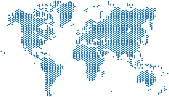 Bild på Dots world map on white background vector illustration