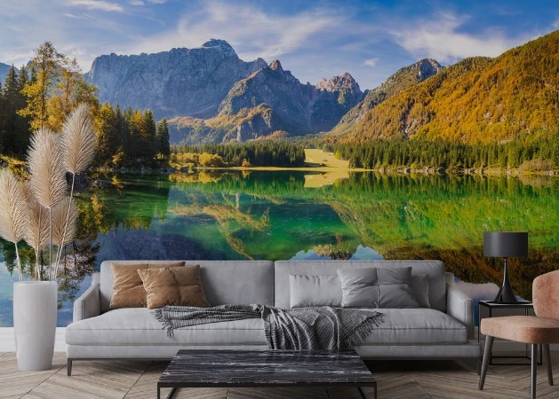 Picture of Hi-res panorama of mountain lake in the Alps