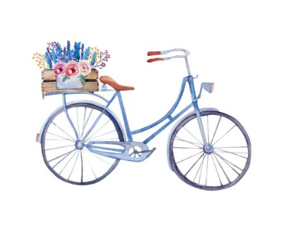 Image de Watercolor vintage  bicycle with box of flowers 