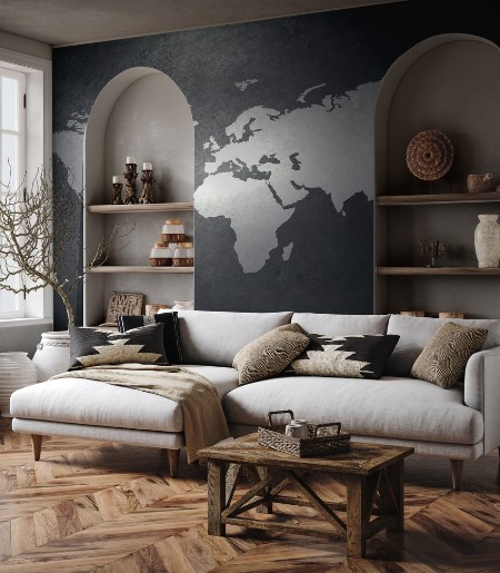 Bild von World map on concrete wall