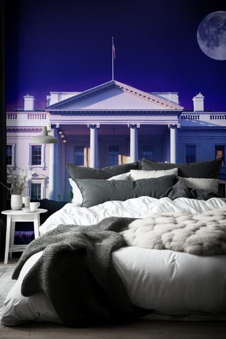 Bild på Digital composite The White House Washington DC and full moon