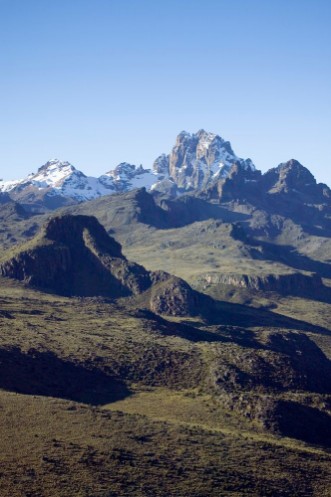 Image de Aerial of Mount Kenya Africa and snow in January the second highest mountain at 17058 feet or 5199 Meters