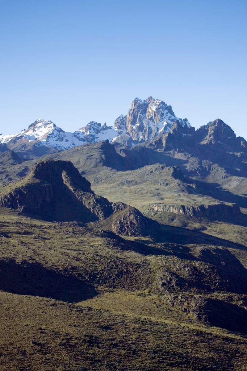Picture of Aerial of Mount Kenya Africa and snow in January the second highest mountain at 17058 feet or 5199 Meters
