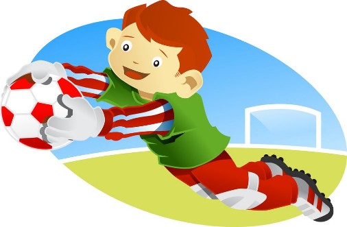 Afbeeldingen van Keeper catching ball with soccer field in background