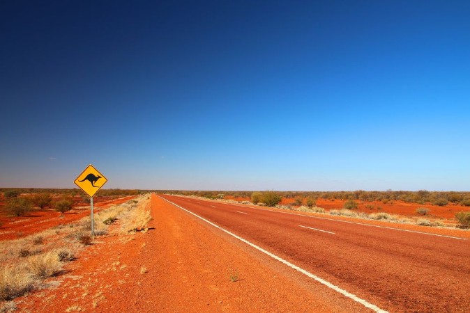 Australian road sign on the highway photowallpaper Scandiwall