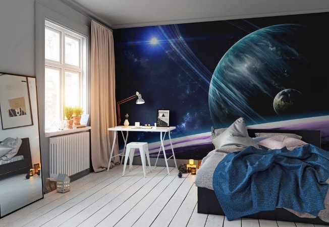 Afbeeldingen van Universe scene with planets stars and galaxies in outer space showing the beauty of space exploration Elements furnished by NASA