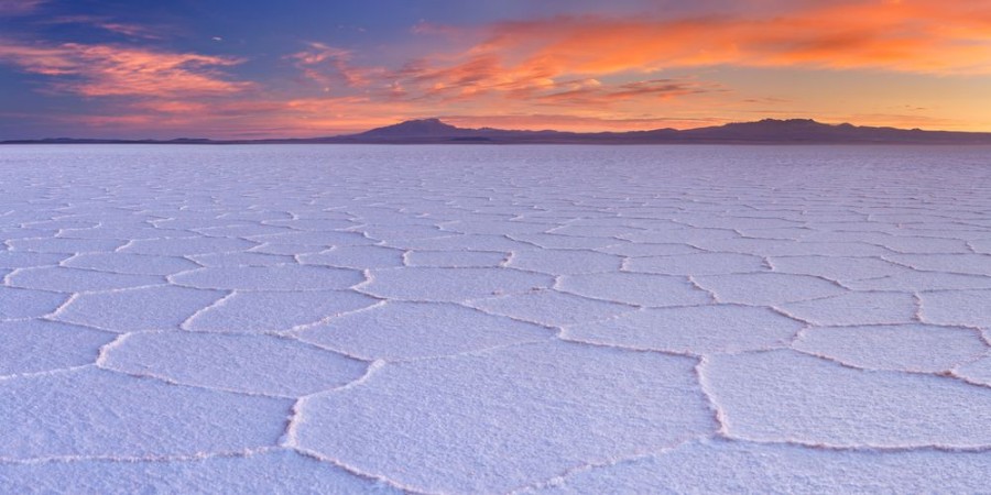Picture of Salt flat Salar de Uyuni in Bolivia at sunrise