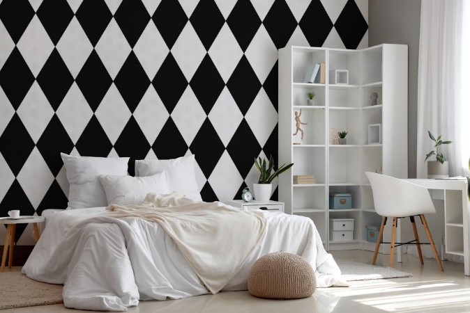 Bild på Seamless harlequin pattern-black and white
