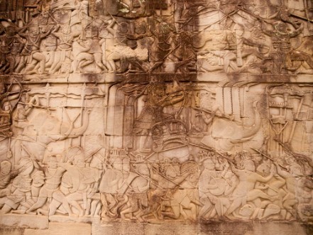 Bild på Details of stone carvings at Bayon Temple  Angkor Wat Cambodia