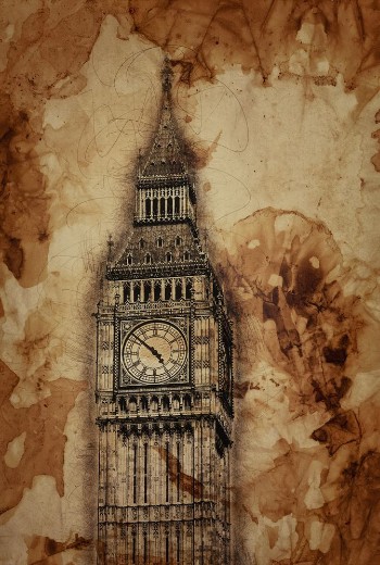 Picture of Aged vintage sepia toned Big Ben London