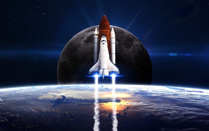 Picture of Space shuttle taking off on a mission Elements of this image furnished by NASA