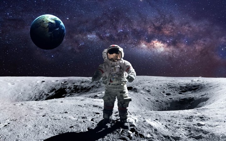Picture of Brave astronaut at the spacewalk on the moon This image elements furnished by NASA