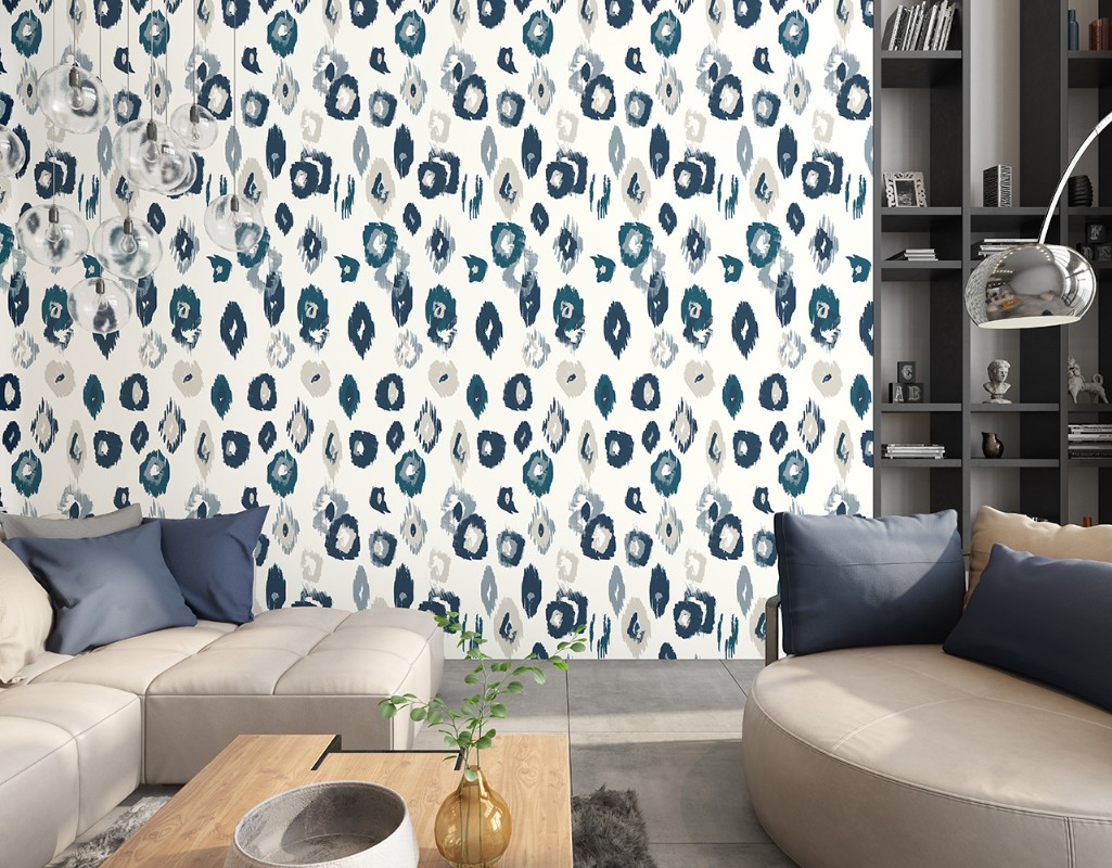 Picture of Fargesammensetning - Animal Ikat  Wilderness White & Serpentine  - WLD53118W - 03746-01