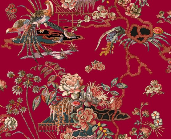Sacred Pheasants Ruby - B00112 wallpaper Coordonné