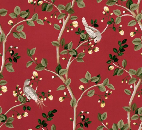 Birds Prosperity Ruby - B00120 wallpaper Coordonné
