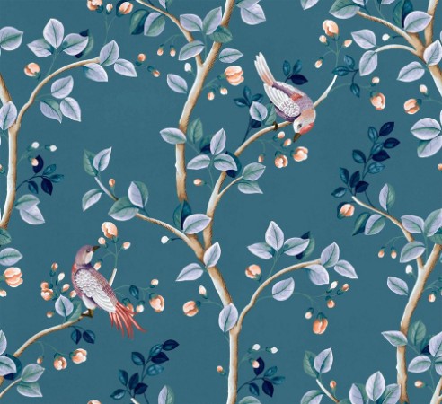 Birds Prosperity Sapphire - B00123 wallpaper Coordonné