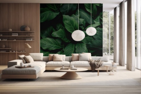 Green leaf texture photowallpaper Scandiwall