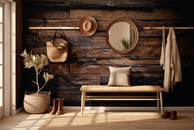 Design of dark wood background photowallpaper Scandiwall