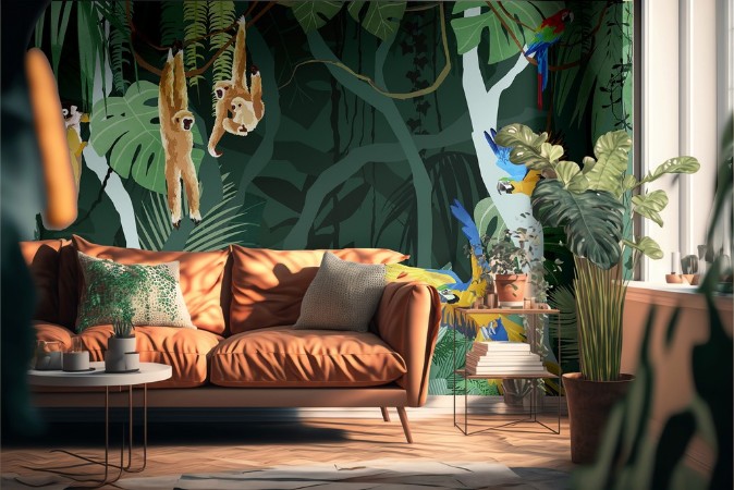 Jungle Party photowallpaper Scandiwall