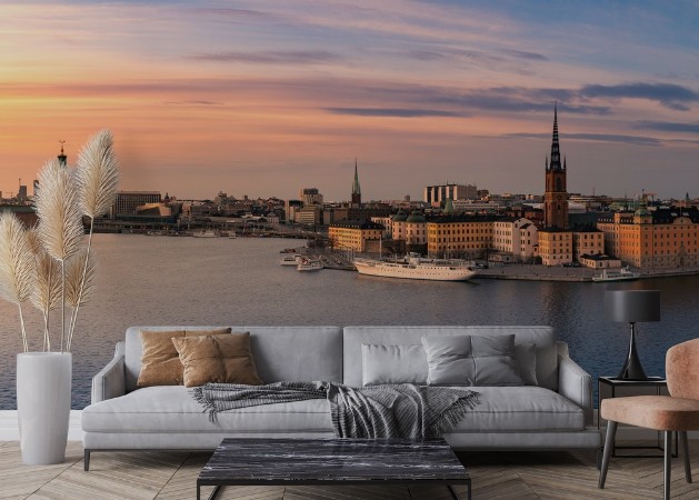 Panorama over Stockholm City photowallpaper Scandiwall