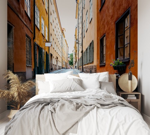 Old Town Street in Stockholm photowallpaper Scandiwall