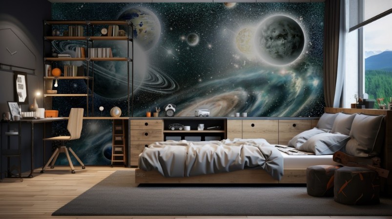 Solar System and Spiral Galaxy photowallpaper Scandiwall