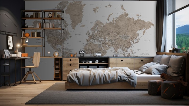 Detailed world map with cities, Abey photowallpaper Scandiwall