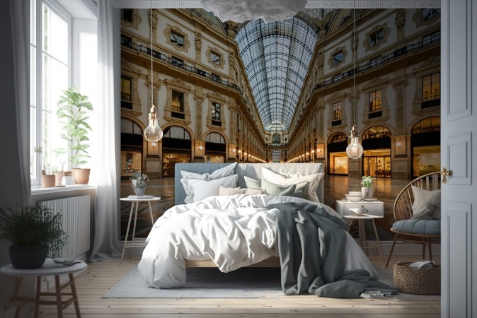 Milano galleria in notturna photowallpaper Scandiwall