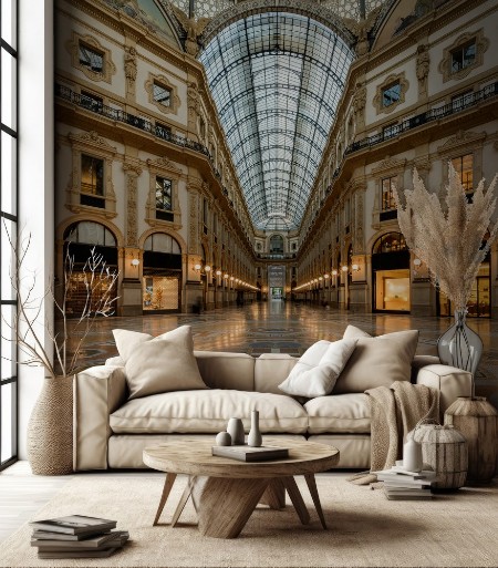 Milano galleria in notturna photowallpaper Scandiwall