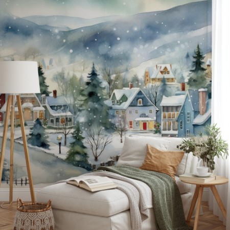 Wintervillage photowallpaper Wallpassion