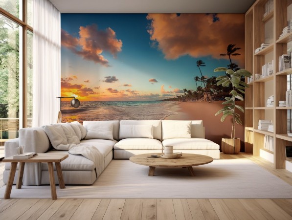 Sunrise over the beach photowallpaper Scandiwall